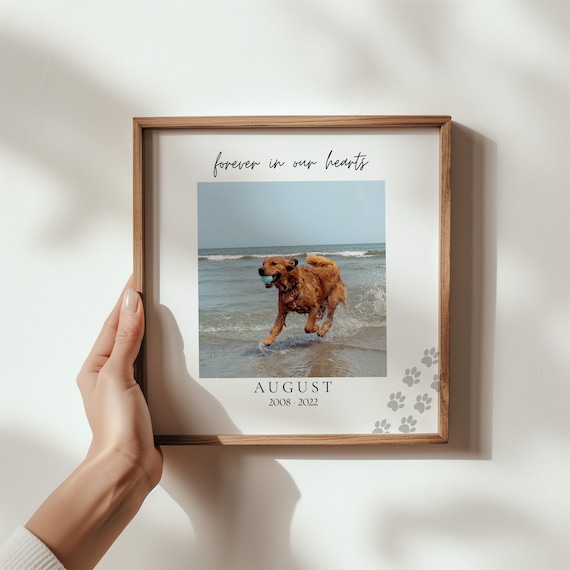 Personalized Pet Memorial Photo Frame, Pet Memorial Gift, Forever Loved Dog Cat Picture, Custom Pet Loss Gift, Sympathy Gift for Dog Lover