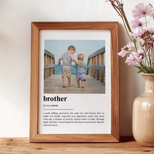 PERSONALIZED BROTHER DEFINITION Print, Custom Brother Gift, Photo Definition Print, Custom Gift With Photo, Gift for Brother, Wall Art Print