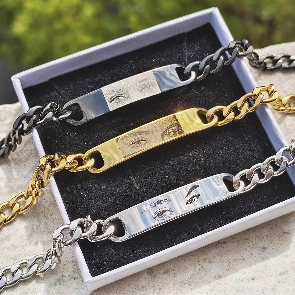Personalized Human Eyes Bracelet for Women/Men, Engraved Your Eyes Photo, Perfect Handmade Jewelry Gift, Custom Gift for Her/Him, Girlfriend
