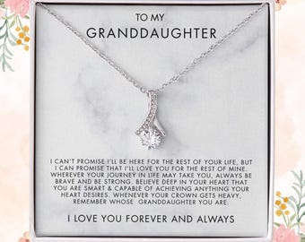 Christmas Gift for Granddaughter Necklace – Personalized Message Pendant with Love, Personalized Christmas Gift from Grandma or Grandpa,
