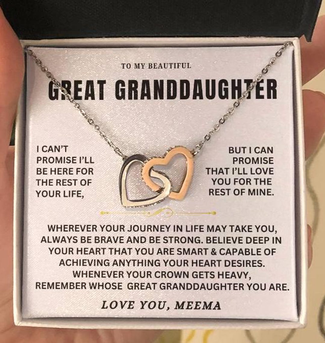 To My Granddaughter Heart Pendant Necklace - Stainless Steel Gift From Grandma & Grandpa