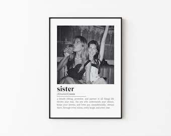 Personalized Sister Definition Print, Custom Sister Gift, Birthday Gift for Sister, Wall Art with Photo, Unique Sister Present