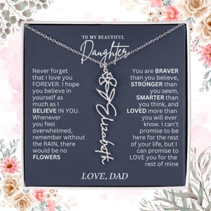 To My Daughter Necklace from Dad, Daughter Birthday Gift, Birth Flower Name Necklace gift for daughter, Daughter Birthday Gift From Dad