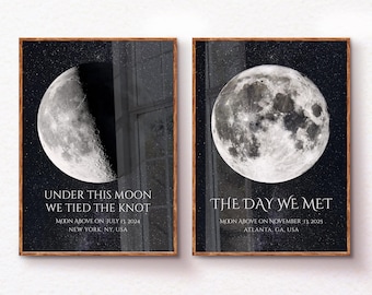 The Night We Met Custom Moon Phase Print -Personalized Moon Phase 1st Anniversary Gift, Moon Phase By Date Print Customized Couples Gift