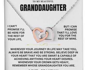 Granddaughter Gift Necklace with Message, Heart Charm Jewelry, Family Love Gift, Sentimental Pendant, Gift for Granddaughter Birthday