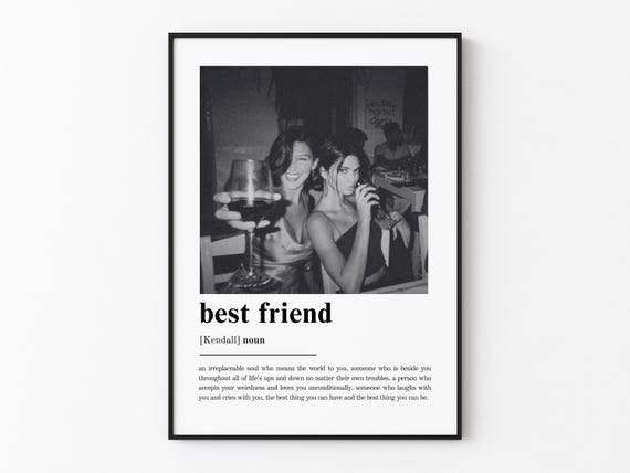 Best Friend Birthday Gift, PERSONALIZED BEST FRIEND Definition Print, Bestie Wall Art Print, Photo Definition Print, Custom Gift With Photo