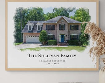 Realtor Closing Gift, Custom House Portrait, Christmas Gift, Gift for New House, Housewarming Gift, Gift Idea, Watercolor Home Portrait