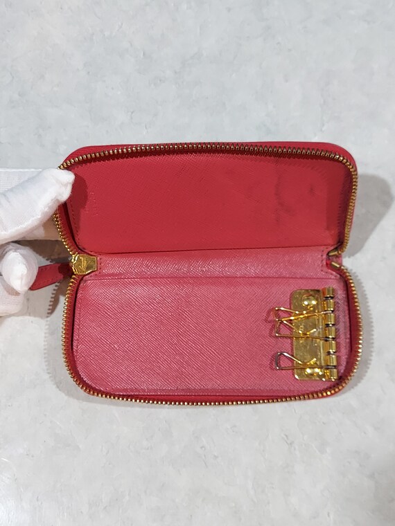 PRADA SAFFIANO LEATHER pink zip around 6 key hold… - image 6