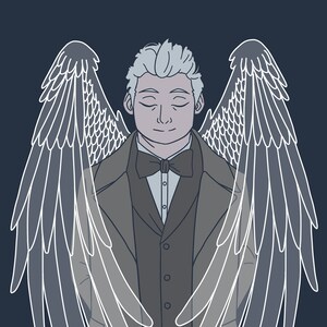 Gutes Omens Aziraphale und Crowley Drucke