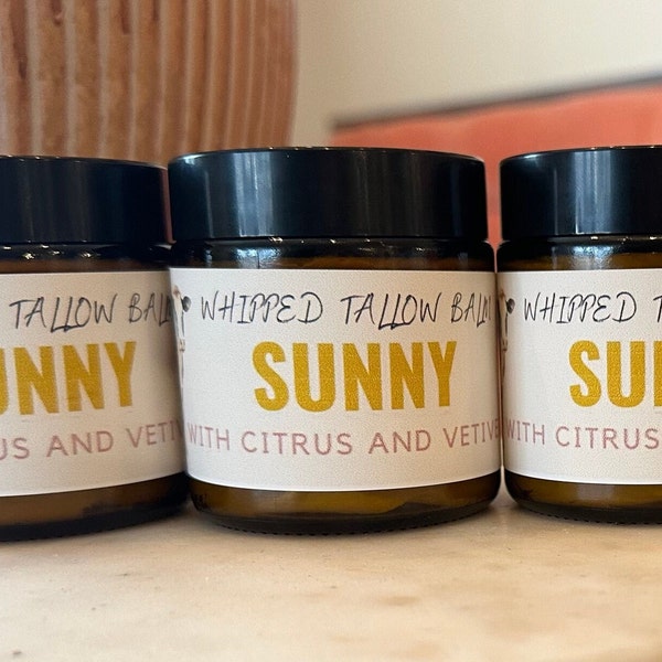 Sunny, Grass Fed Whipped Tallow Balm for clean healthy skin (6 ounces)