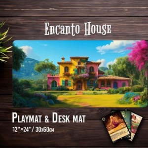 Tappetino da gioco di una casa Encanto con zona gioco di carte Lorcana - Tappetino da scrivania