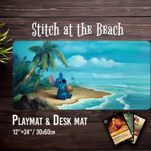 Stitch at the beach - Gioco di carte Lorcana TCG con opzione zona - Tappetino da scrivania