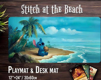 Stitch at the beach - TCG Lorcana card game with zone option - Desk Mat