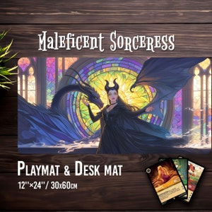 Magicienne maléfique - Jeu de cartes Lorcana avec option de zone - Nouveau tapis de bureau 30 x 61 cm