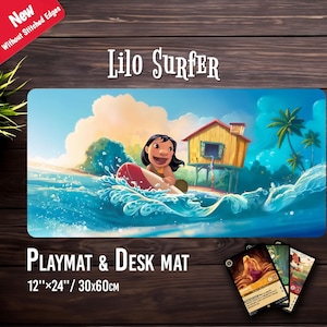 Lilo surfer - no -zone - Protector de escritorio grande con bordes cosidos - 12 x 24 pulgadas/ 30 x 60 cm