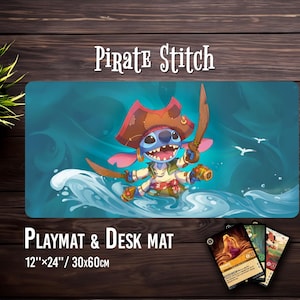 Pirate Stitch - Juego de cartas Lorcana con opción de zona - Alfombrilla de escritorio
