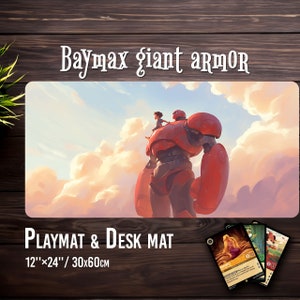 Tapis de jeu Baymax - Jeu de cartes Lorcana avec option de zone - Tapis de bureau 30 x 61 cm