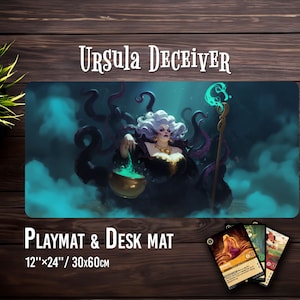 Tapis de jeu Ursula Deceiver - Jeu de cartes Lorcana avec option de zone - Tapis de bureau 30 x 61 cm