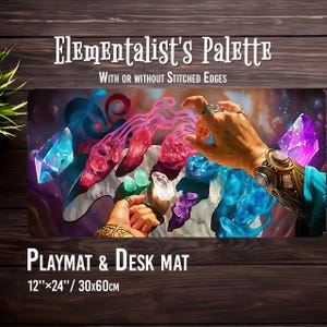 Elementalist's Palette - Magic The Gathering - bureaumatbeschermer met of zonder gestikte randen - 12 x 24 in