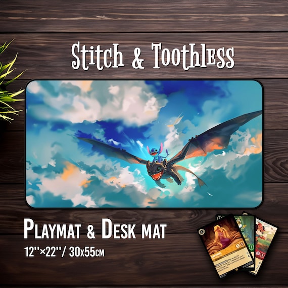 Playmat Stitch and Toothless - Lorcana Card Game With Zone Option