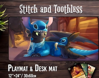 Playmat Stitch and Toothless costume - Desk Mat 12x24 in/ 30x60cm