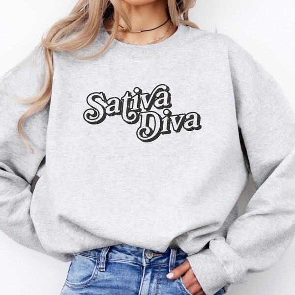 Pull sativa diva, vêtement weed subtile, cadeau cannabis marijuana, sweat herbe 420 weed, cadeau pour elle, cadeau petite amie, jardinier jardinier