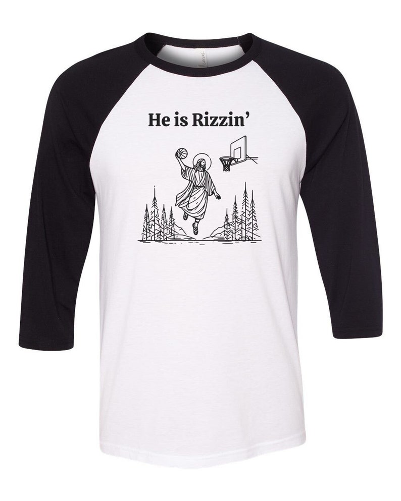 He is Rizzin Baseball Tee, He is Rizzin Mens Tshirt, Basketball Jesus ...