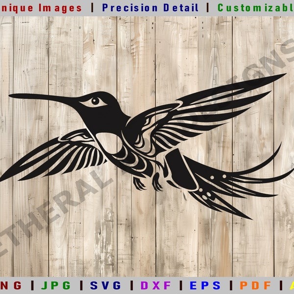 Hummingbird SVG | Canadian Native Art | Alaskan Native Art | Cricut Cut File | Eagle DXF | Digital Clipart| Vector Files | Hummingbird Print