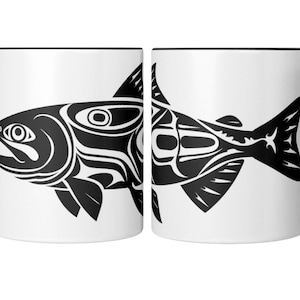 Haida Salmon Ceramic 11oz Mug | Native Art | Morning Coffee Mug |