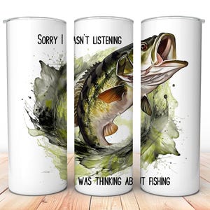 Bass Fisherman 20 oz Skinny Tumbler Wrap, Outdoorsman Tumbler Design, Digital Download, Sublimation png, Seamless Design, Gift for Him