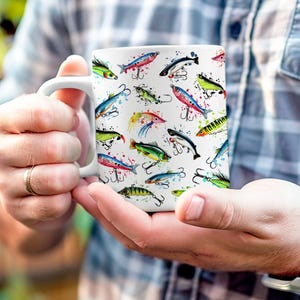 Fisherman Fishing Lure 11 and 15 oz Mug Wraps, Digital Download, Sublimation png, Gift for Him