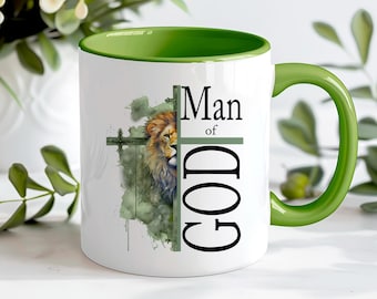 Green Man of God Mug Wrap, Sublimation Design, Digital Download, Gift for Him, Pastor Appreciation