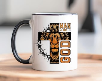 Man of God 11 oz and 15 oz Coffee Mug Wraps, Digital Download, Sublimation png, Gift for Him