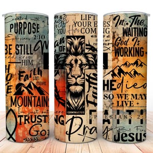 Pastor Sublimatie Tumbler Wrap voor Men of Faith Tumbler Wrap voor Kerk Doopcadeau voor vader Lion Man of Faith Tumbler Wrap Lion Cross