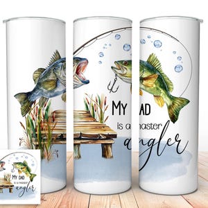 My Dad is a Master Angler 20 oz Skinny Tumbler Wrap, Fishing Tumbler Wrap, Father&#39;s Day, Digital Download, Sublimation png, Gift for Him