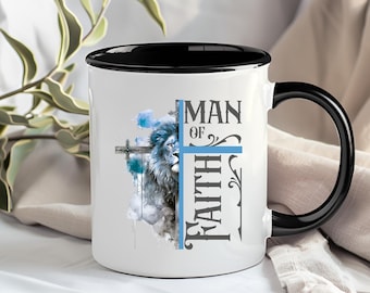 Blue Man of Faith 11 oz & 15 oz Coffee Mug Wraps, Christian Man, Digital Download, Sublimation png, Gift for Him, Pastor Appreciation
