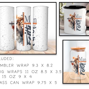 Man of Faith Wrap Bundle, Tumbler Wrap, Mug Wrap, Glass Can Wrap, Digital Download, Seamless Design, Sublimation png, Gift for Him, Pastor
