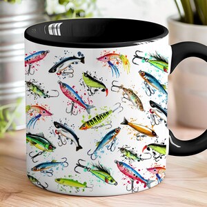 Fisherman Fishing Lure 11 and 15 oz Mug Wraps, Digital Download, Sublimation png, Gift for Him