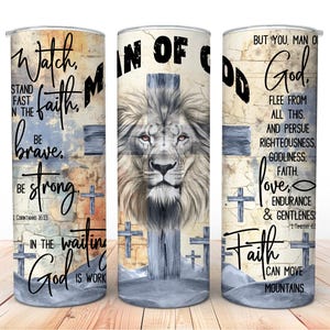 Man of God 20 oz Skinny Tumbler Wrap, Christian Man Wrap, Digital Download, Sublimation png, Gift for Him, Father&#39;s Day, Pastor Appreciation