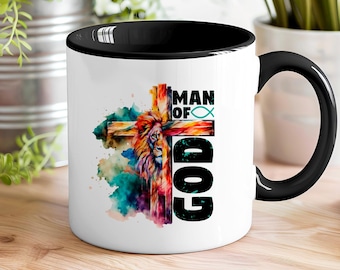 Man of God 11 & 15 Oz Coffee Mug Wraps, Digital Download, Sublimation png, Christian Man, Pastor Appreciation, Gift for Him