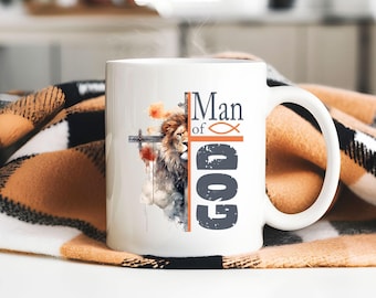 Tazas de café "Hombre de Dios" de 11 y 15 oz, taza cristiana, descarga digital, sublimación PNG, regalo para él, agradecimiento al pastor