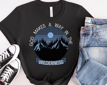 Christian T-shirt Faith clothing Religious clothing Christian Aesthetic Jesus shirt Hiking Mountain Camping Tee Bible Verse Streetwear
