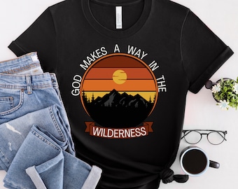 Christian T-shirt Faith clothing Religious clothing Christian Aesthetic Jesus shirt Hiking Mountain Camping Outdoors Bible Verse Streetwear