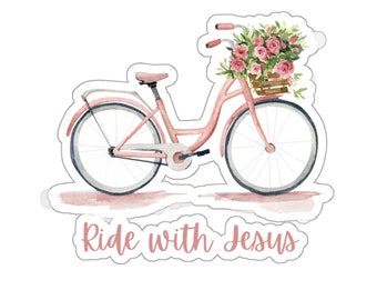 Pegatina de fe cristiana Bicicleta Jesús Pegatina para el diario bíblico pegatinas Regalos cristianos Botella de agua pegatina portátil pegatina cuaderno