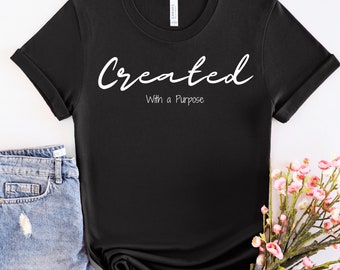 Created With a Purpose Christian T-Shirt | Oversized T-Shirt | Christian Streetwear | Christian Men | Christian Women | Graphic Tee Shirt