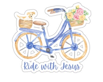 Pegatina de fe cristiana Bicicleta Jesús Pegatina para el diario bíblico pegatinas Regalos cristianos Botella de agua pegatina portátil pegatina cuaderno
