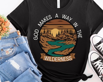 Christian T-shirt Faith clothing Religious clothing Christian Aesthetic Jesus shirt Hiking Mountain Camping Tee Bible Verse Streetwear