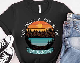 Christian T-shirt Faith clothing Religious clothing Christian Aesthetic Jesus shirt Hiking Mountain Camping Outdoors Bible Verse Streetwear