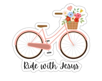 Pegatina de fe cristiana Bicicleta Jesús Pegatina para el diario bíblico pegatinas Regalos cristianos Botella de agua pegatina portátil pegatina cuaderno