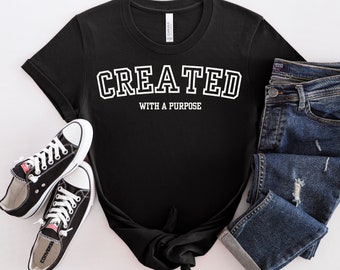 Created with a Purpose Christian T-Shirt | Oversized Shirt | Christian Streetwear | Christian Men | Christian Women | Graphic Tee